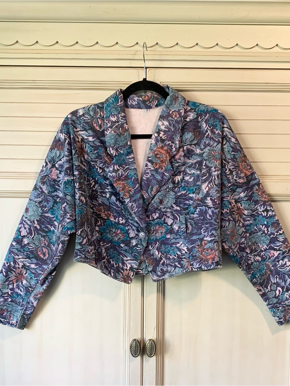 Embroidered Floral Cottagecore Jacquard Tapestry Blazer Jacket Medium